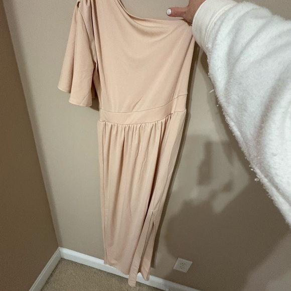 Amazon Women's One Shoulder Maxi Dress Champagne Wedding Size M - Picture 7 of 9